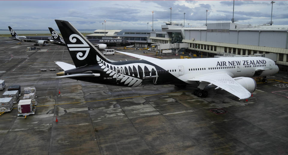 An Air NZ plane sits on the tarmac