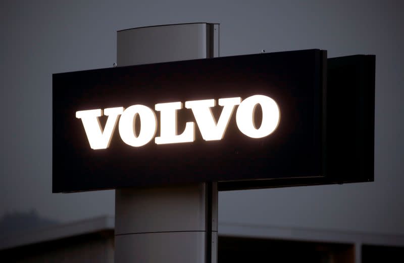 Logo of Swedish automobile manufacturer Volvo is seen at Stierli Automobile AG company in St. Erhard
