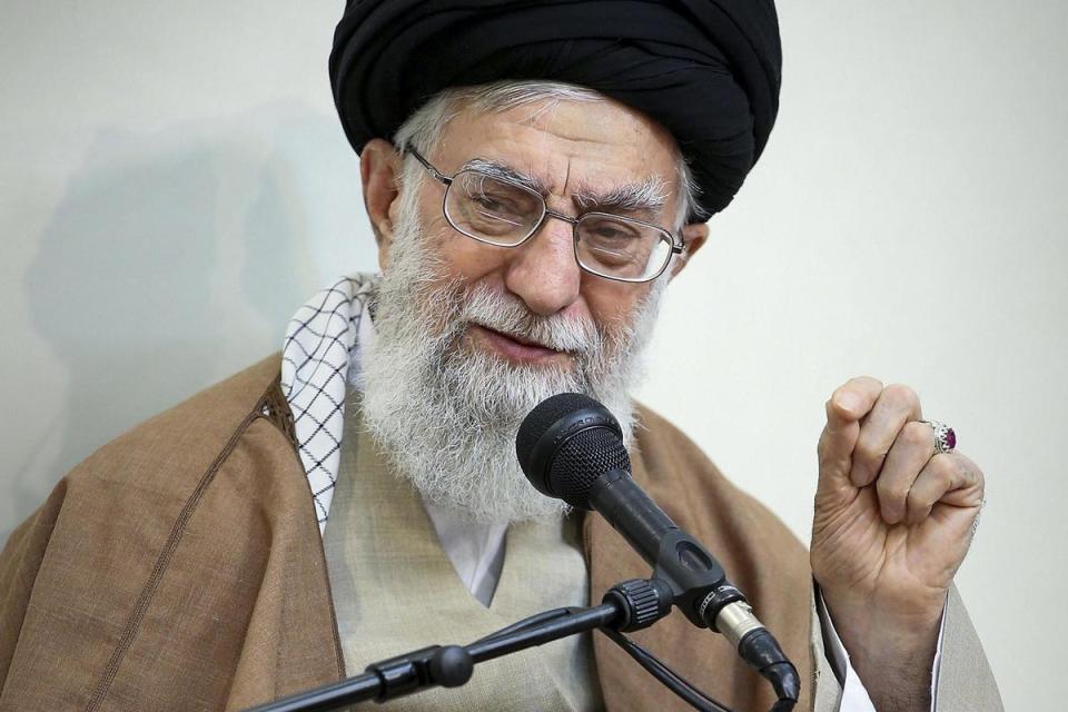 Iran's supreme leader Ayatollah Ali Khamenei speaking in Tehran (Office of the Iranian Supreme Leader via AP)