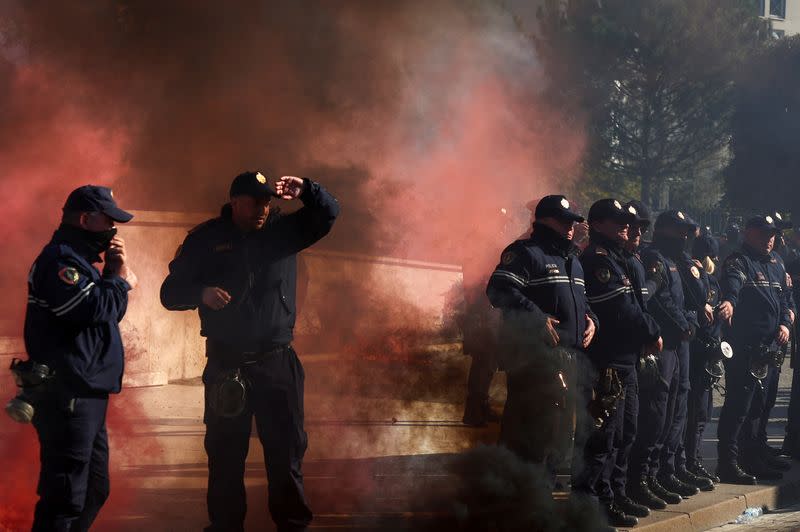 Albanian opposition holds an anti-government protest in Tirana