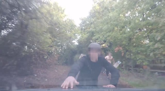 Fly-tipper jumps on driver's bonnet after seeing dashcam