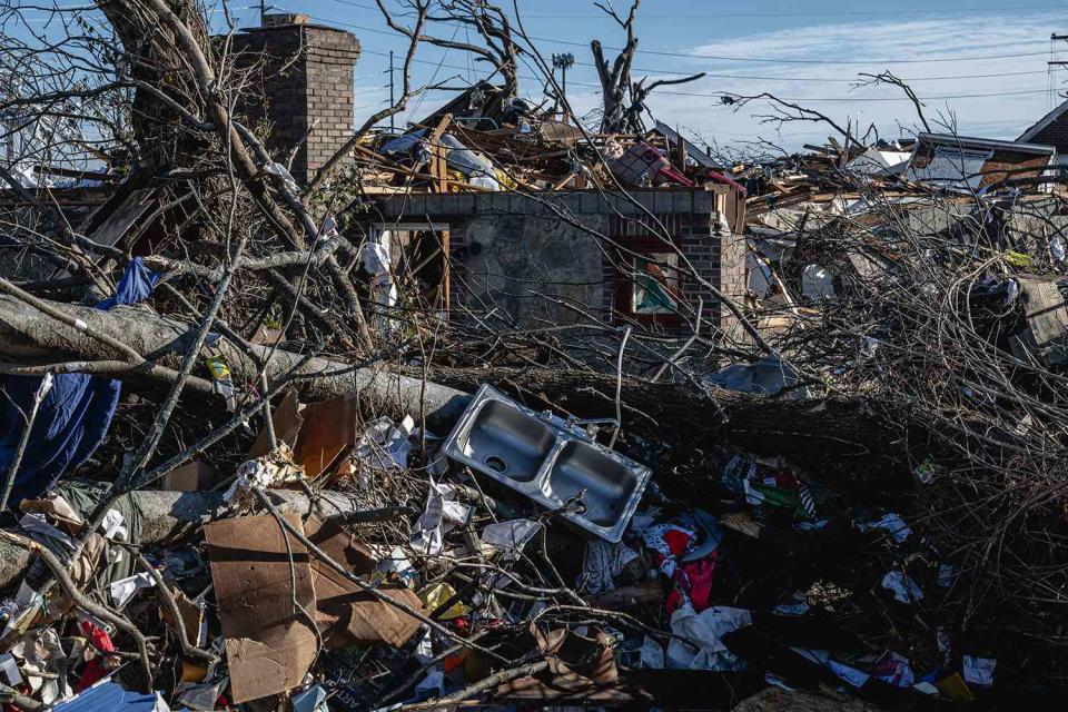 <p>Jon Cherry/Getty</p> Tornado damage in Madison, Tenn.