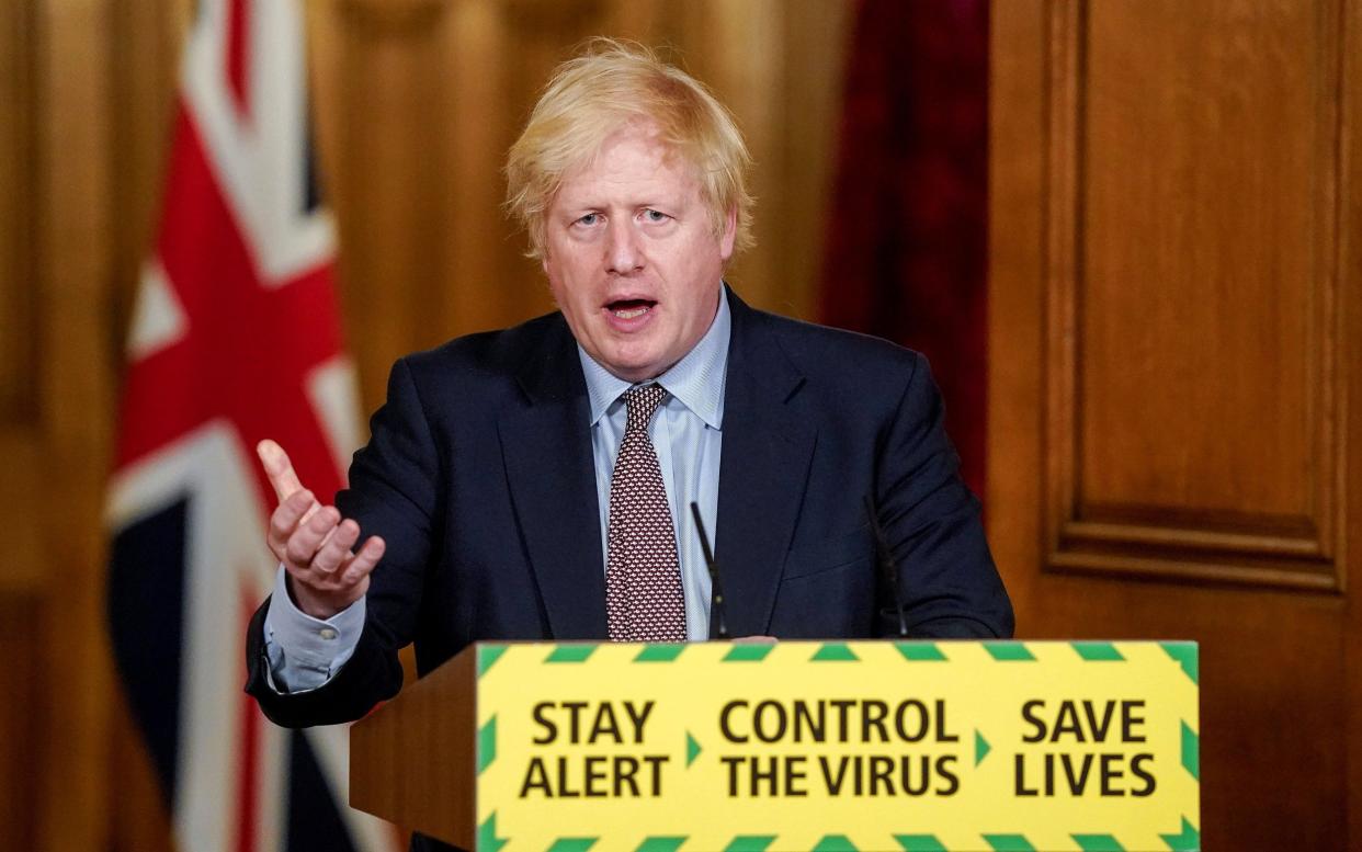 Boris Johnson at the Downing Street Covid press conference - Getty
