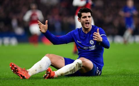 Alvaro Morata of Chelsea reacts during the Carabao Cup Semi-Final First Leg match between Chelsea and Arsenal  - Credit: Getty