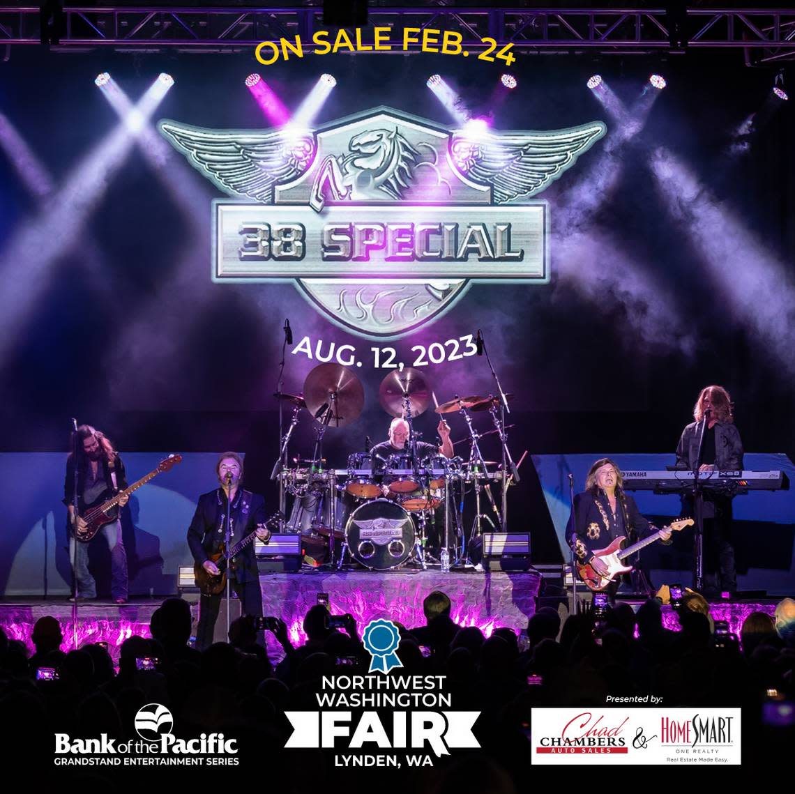 Northwest Washington Fair poster for the 7 p.m. Saturday, Aug. 12, concert by Southern rock band 38 Special.