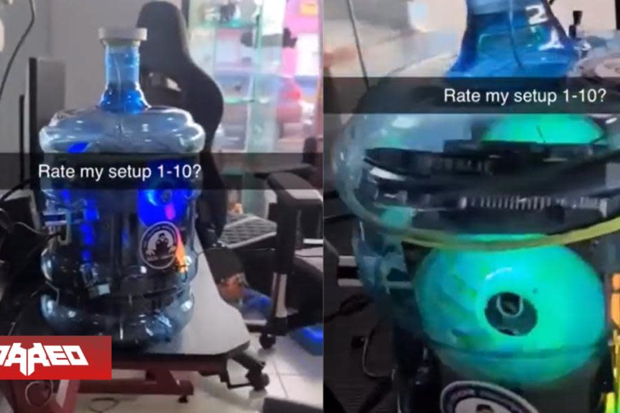 Jugador construyó su PC Gamer totalmente funcional dentro de un botellón de agua