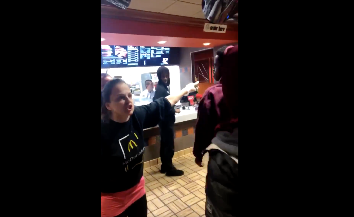 McDonald’s is taking heat for kicking out a group of teens after they were allegedly threatened by a man with a gun. (Photo: Farida Osman via Twitter)