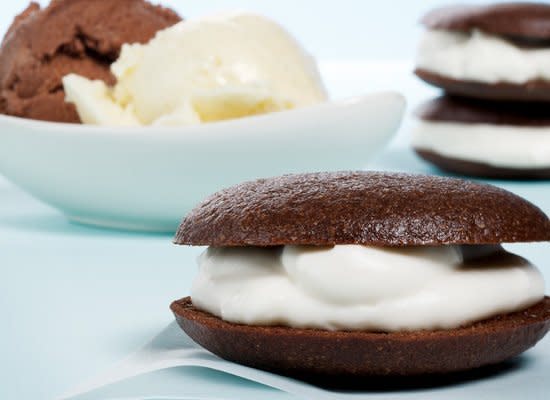 These cakey chocolate cookies are filled with light and creamy whipped cream. You'll never want to go back to the original version after trying these.    <strong>Get the <a href="http://www.huffingtonpost.com/2011/10/27/whoopie-pies_n_1061777.html" target="_hplink">Whoopie Pies recipe</a></strong>