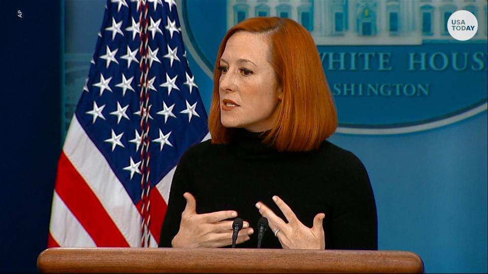 White House press secretary Jen Psaki gives press briefing on April 18, 2022.