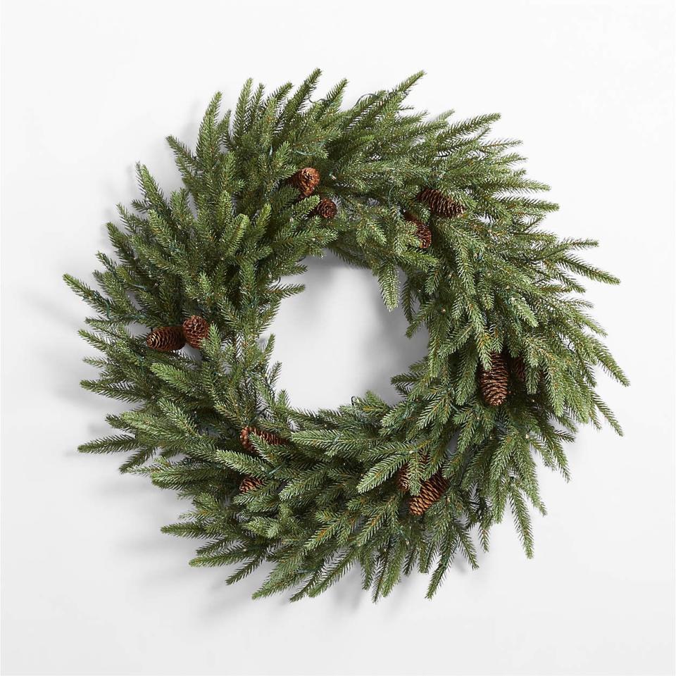 Faux Pre-Lit LED Norway Spruce Wreath