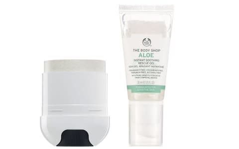 Marc Jacobs Beauty Glow Stick in Spotlight, £28, and The Body Shop Aloe Vera Instant Soothing Rescue Gel, £10