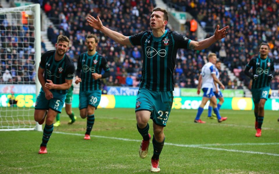 Pierre-Emile Hojbjerg celebrates after putting Southampton ahead  - Getty Images Europe