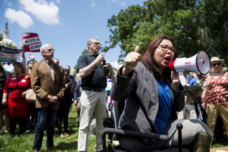 Sen. Tammy Duckworth, D-Ill., speaks during the Senate Democrats' rally against Medicaid cuts in front of the U.S. Capitol on Tuesday, June 6, 2017. (Photo: Bill Clark/CQ Roll Call)