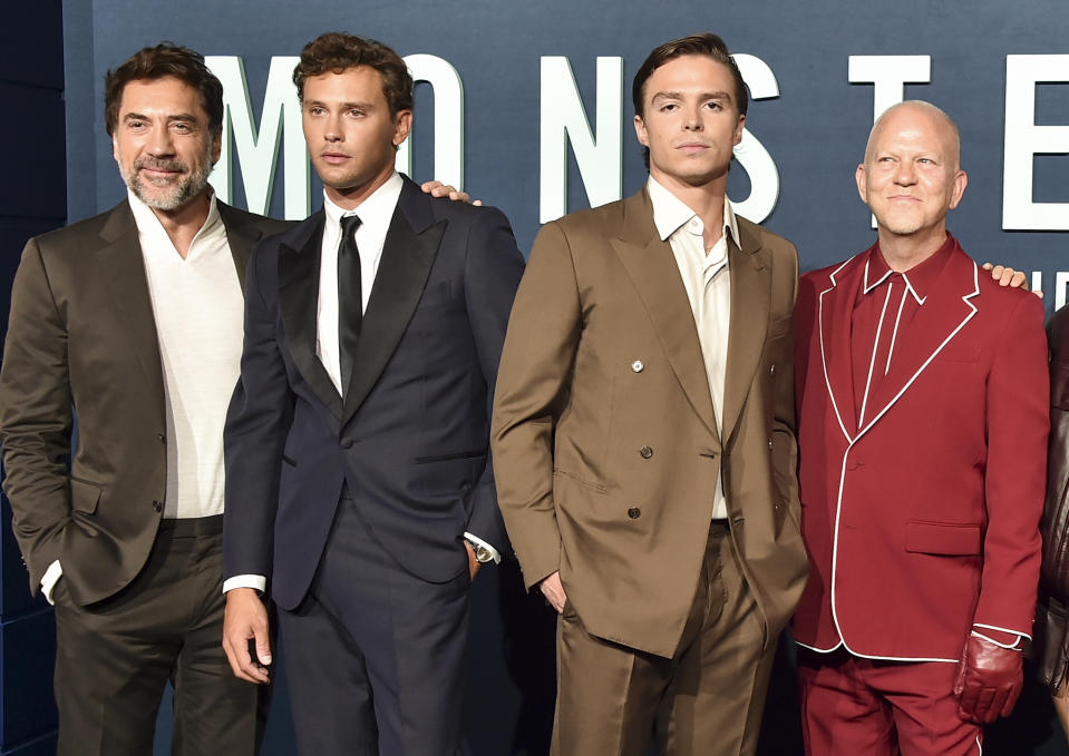 Javier Bardem, Cooper Koch, Nicholas Chavez and Ryan Murphy at Netflix’s “Monsters: The Lyle and Erik Menendez Story” premiere held at The Egyptian Theatre Hollywood on September 16, 2024 in Los Angeles, California.