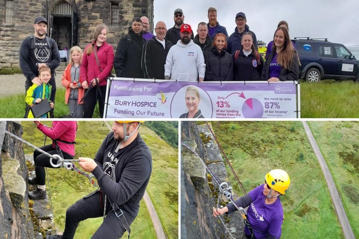 The group completed the Peel Tower abseil on Saturday <i>(Image: Bury Hospice)</i>