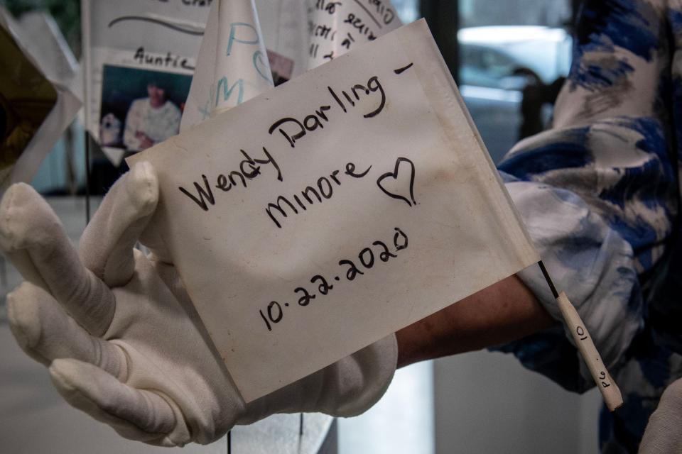 The memorial flag for Wendy Darling Minor. (Bill O'Leary/The Washington Post)
