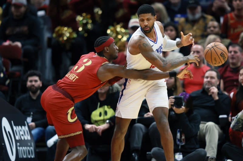 Veteran forward Paul George (R) averaged 22.6 points per game in 2023-24 for the Los Angeles Clippers. File Photo by Aaron Josefczyk/UPI