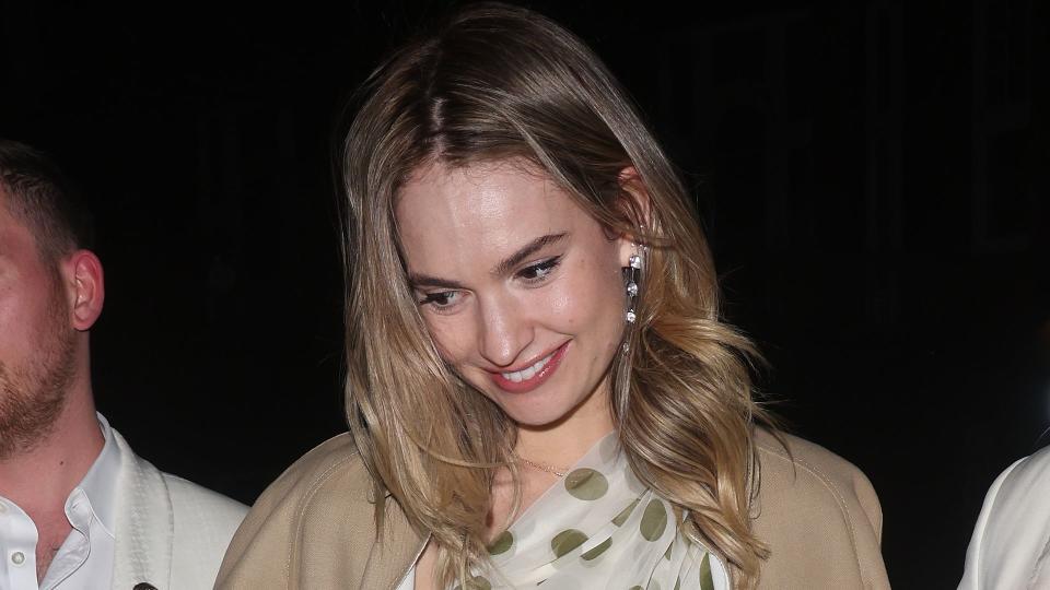  Lily James leaving her 35th birthday Party at Apollo's Muse private Members Club on April 05