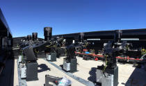 Many of the 20-centimeter telescopes that make up the Next-Generation Transit Survey (NGTS) are seen here during testing.