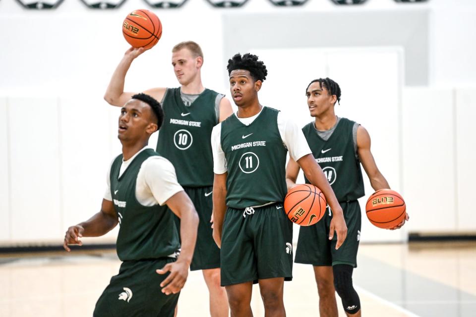 From left: Tyson Walker, Joey Hauser and AJ Hoggard are all critical to MSU's hopes this season.