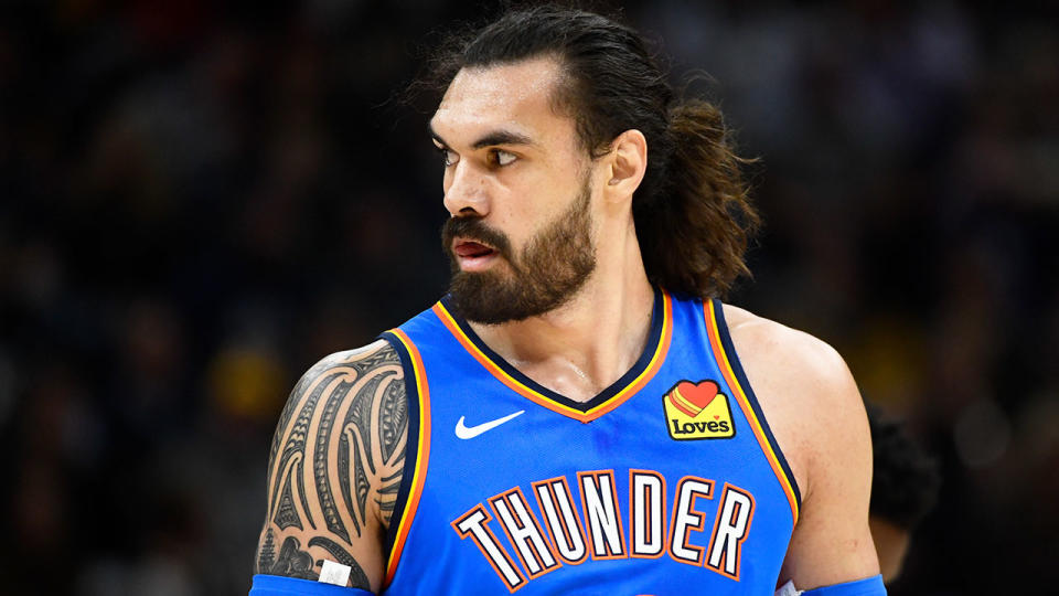 Pictured here, Oklahoma's Steven Adams during an NBA game.