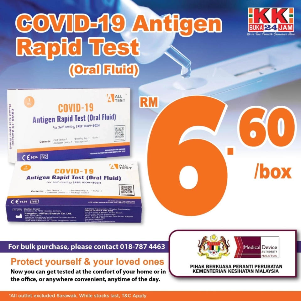 According to KK Mart, the self-test kit is sold at all outlets except Sarawak. — SoyaCincau pic