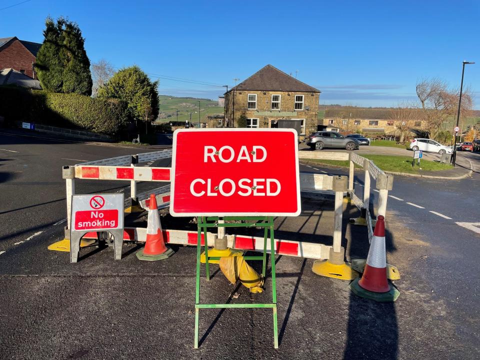 Site of the burst water main in Stannington earlier today (PA)