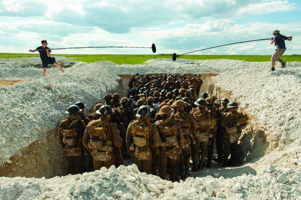 On the set of 1917 during a trench scene.