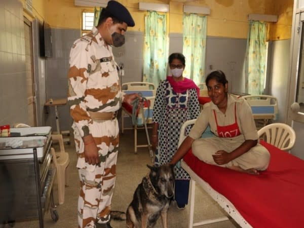 ITBP's retired K9 hero with a patient at ITBP hospital (Photo/ANI)