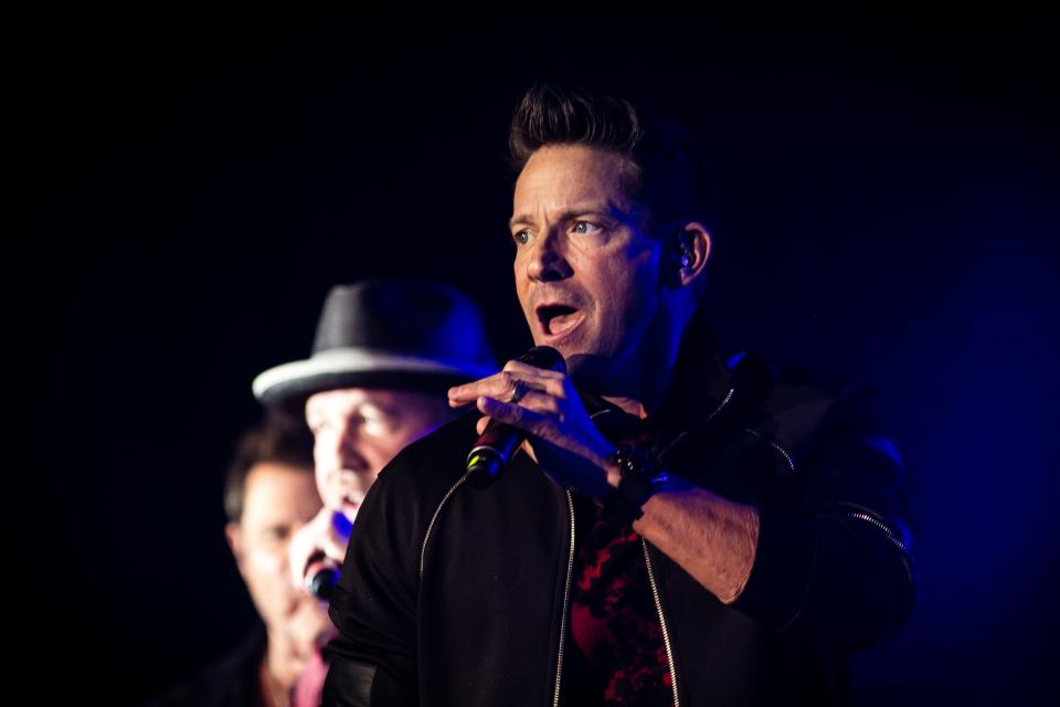 Jeff Timmons, a 1991 graduate of Massillon's Washington High School, performs with the vocal group 98 Degrees in front of a sold-out crowd at the Hard Rock Casino Cincinnati in 2021.