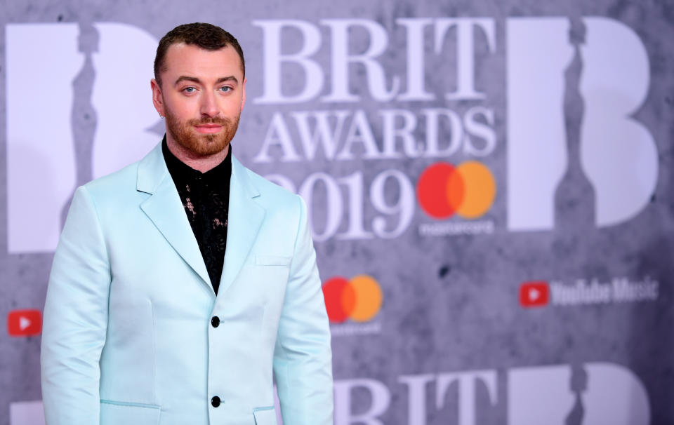 Sam Smith attending the Brit Awards 2019 at the O2 Arena, London.