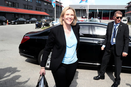 Sylvi Listhaug arrives at the annual meeting of her party Frp after she was introduced as the new Senior and Public Health Minister, in Oslo, Norway May 3, 2019. NTB scanpix/Stian Lysberg Solum via REUTERS