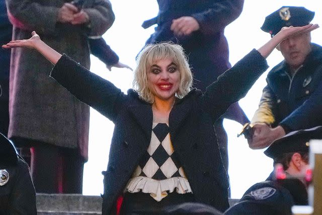 Gotham/GC Images Lady Gaga is seen filming on location for 'Joker: Folie a deux' on April 02, 2023 in New York City.