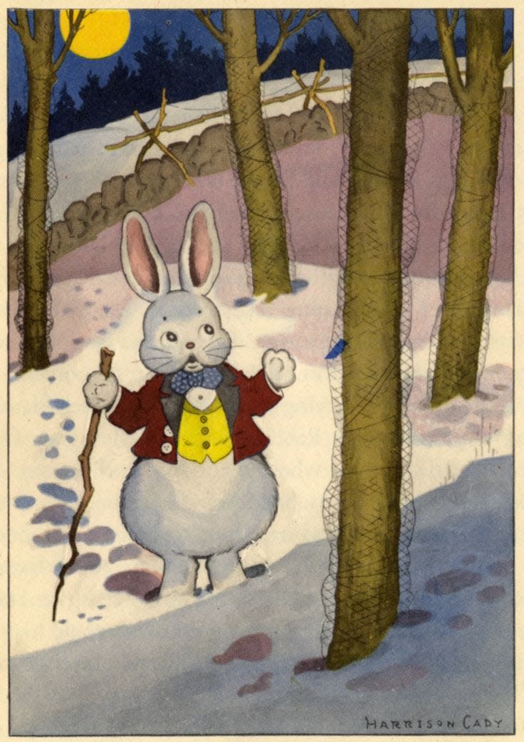 Thornton W. Burgess' Peter Rabbit (aka Peter Cottontail) character as portrayed by Harrison Cady, the illustrator with whom the Sandwich-born Burgess collaborated.