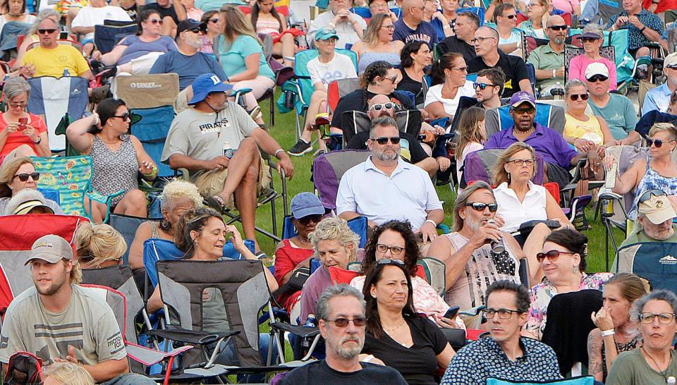 Music fans listen to the Breeze Band perform during ErieBank 8 Great Tuesdays on July 20, 2021, at the Highmark Amphitheater in Erie. The Breeze Band is scheduled to perform July 17 in the 814 Concert Series at Franklin Park.