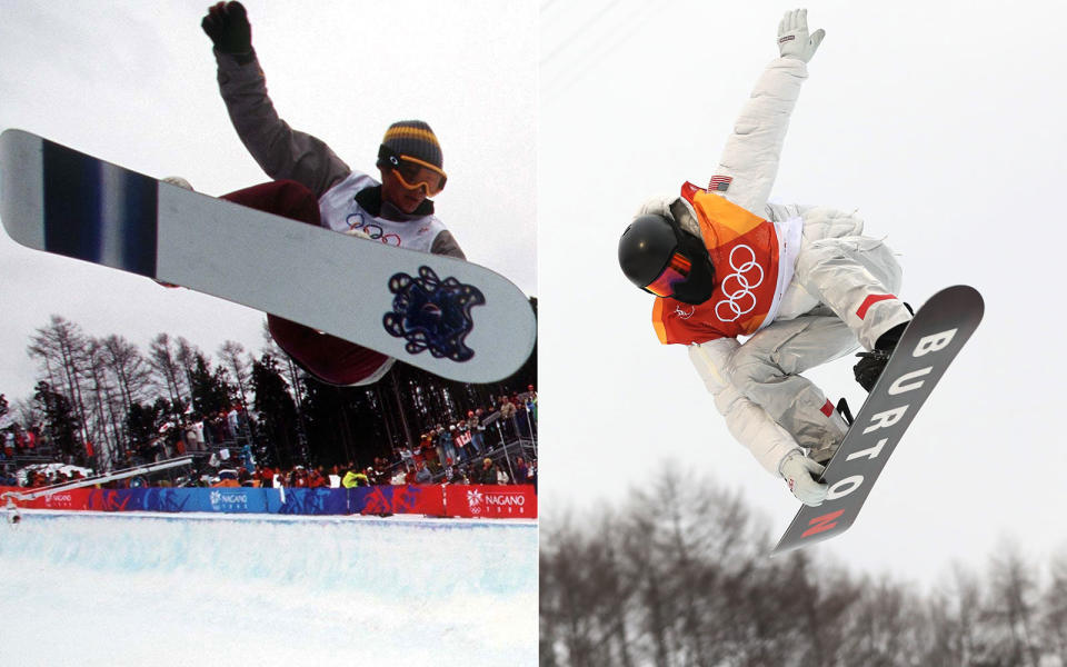 The differences between Gian Simmen’s gold medal run in 1998 and Shaun White’s in 2018 are stark. (Getty Images)