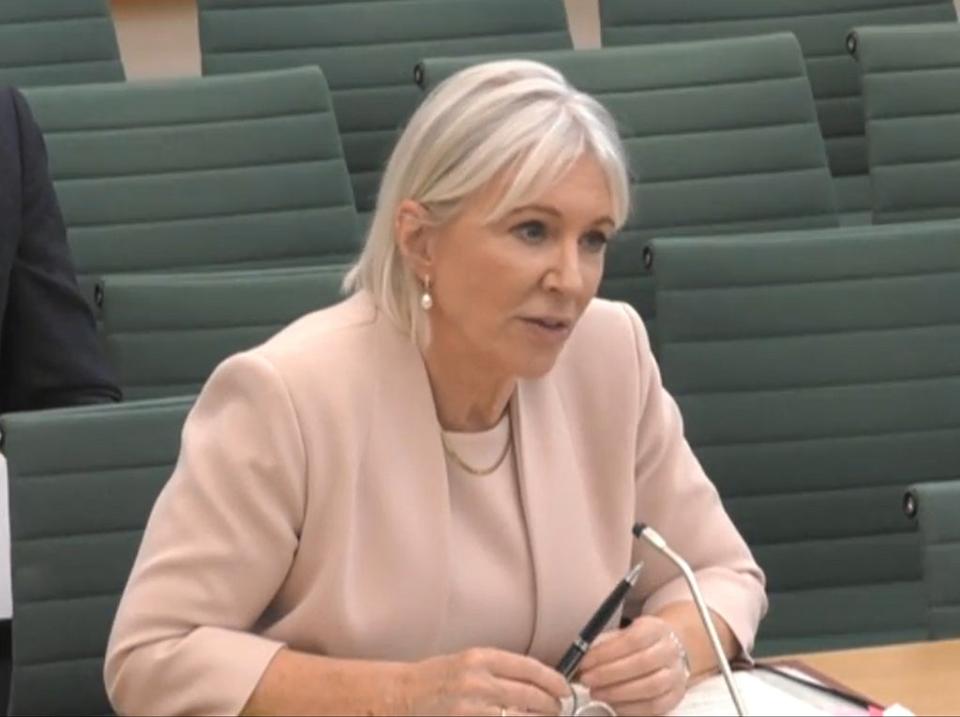 Culture Secretary Nadine Dorries giving evidence to the Digital, Culture, Media and Sport Committee at the House of Commons, London, on the subject of The work of the Department for Digital, Culture, Media and Sport (House of Commons/PA) (PA Wire)