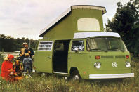 <p>After Volkswagen had produced<strong> 1,477,330</strong> buses, the T1 bowed out in 1967 to make way for the new Bay Window camper. Its shape was squarer than that of the T1, its flat face now had different headlights and a vent just below the single windscreen and its suspension now had a stabilising bar at the rear. </p><p>Campers had a water-cooled fridge, a fold-out gas cooker, tables and beds that could sleep four. The roof popped up like that of the T1 to provide more space and the side door could be slid open so passengers could enjoy the country air.</p>