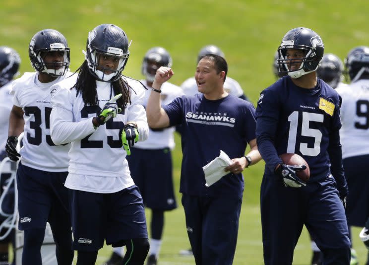 Rocky Seto (middle) during a Seahawks practice in May of 2014. (AP)