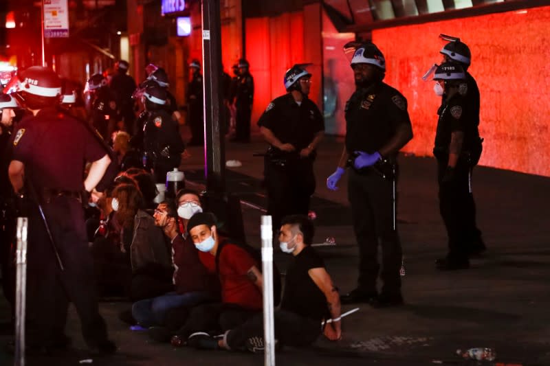 Protesters rally against the death in Minneapolis police custody of George Floyd, in New York City