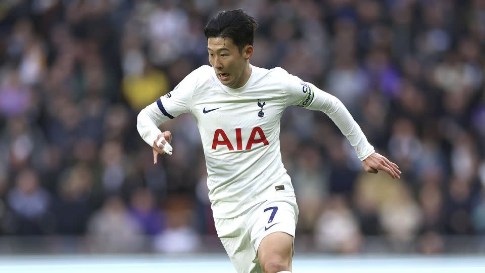 Son in action for Tottenham on Saturday with two fingers taped together. - Ian Walton/AP