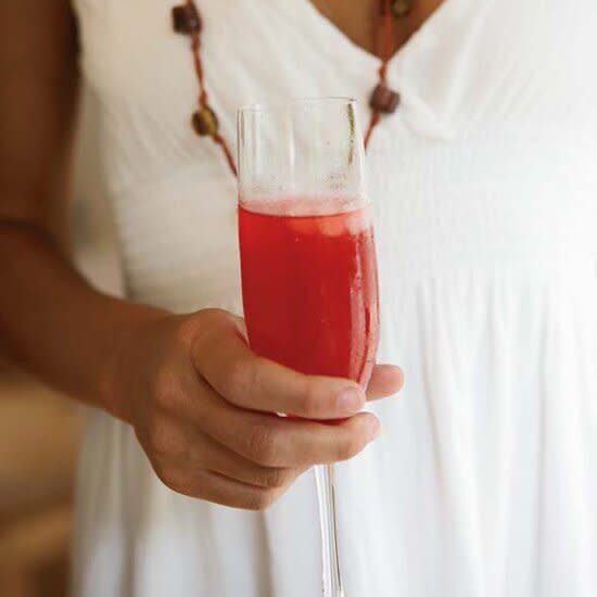 Sour Cherry-Yuzu Bellinis