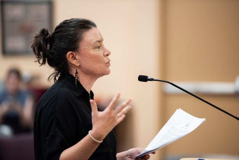 Michelle Granger, parent and member of Las Cruces Education Advocacy and Awareness, speaks during public comment at the Las Cruces Public School board meeting on Tuesday, May 17, 2022. 