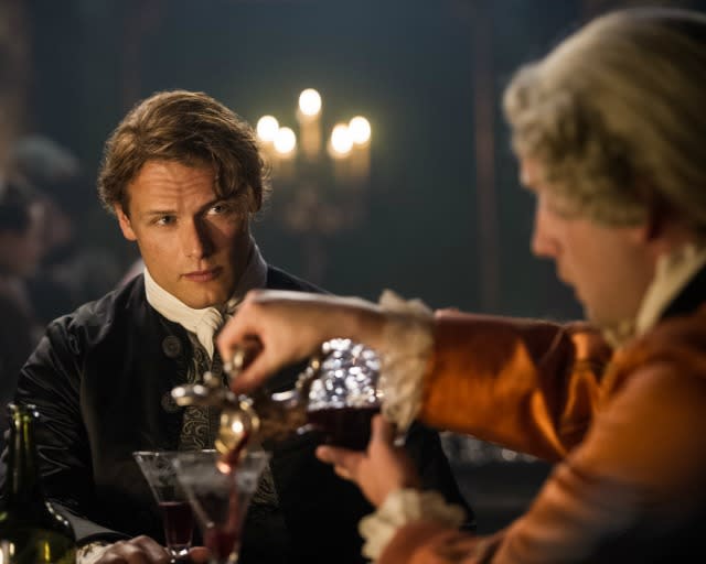 Christmas came early for <em> Outlander</em> fans! Starz’s hourlong drama won’t return with brand-new episodes for a while – 2016 to be exact – but during its Comic-Con panel on Saturday, fans were treated to their very first look at the anticipated 13-episode second season and a special blooper reel from season one. <strong>PHOTOS: The Stars Hit Up Comic-Con 2015!</strong> As a refresher, here is the synopsis of what’s to come: <em>The new season opens with Claire and Jamie arriving in France, hell-bent on infiltrating the Jacobite rebellion led by Prince Charles Stuart, and stopping the battle of Culloden. With the help of his cousin Jared, Jamie and Claire are thrown into the extravagant world of French society – where parties are abundant, but political gain is far less fruitful. Altering the course of history may present challenges that begin to weigh on the very fabric of their relationship. Armed with the knowledge of what lies ahead, Claire and Jamie must race to prevent a doomed Highland uprising – and the extinction of Scottish life as they know it.</em> <strong>WATCH: Uh-Oh! Claire Has a Problem Being Jamie's 'Lady' on 'Outlander'</strong> Below are the three photos unveiled for season two: Don’t <em>Outlander</em> stars <strong>Caitriona Balfe </strong>and <strong>Sam Heughan</strong> look gorgeous in their Parisian garb? But no <em>Outlander</em> panel would be complete without laughs – and they sure delivered, bringing a blooper reel from season one that makes us love the cast that much more! Watch the epic gag reel above. Starz Starz Starz <em> Outlander </em>has added a slew of new cast members for season two, including <strong>Louise de Rohan </strong>(Claire Sermonne), <strong>Laurence Dobiesz</strong> (Alexander Randall), <strong>Marc Duret</strong> (Monsieur Joseph Duverney), <strong>Margaux Chatelier</strong> (Annalise de Marillac), <strong>Andrew Gower</strong> (Bonnie Prince Charlie), <strong>Rosie Day</strong> (Mary Hawkins), <strong> Dominique Pinon</strong> (Master Raymond) and <strong>Stanley Weber</strong> (Le Comte St. Germain). <em> Outlander</em> returns for season two in 2016 on Starz.