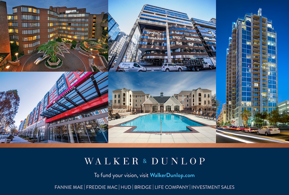 Five properties showcased above the Walker & Dunlop logo.