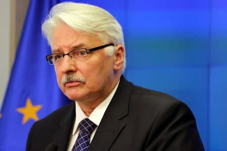 Poland's Foreign Minister Witold Waszczykowski attends a news conference after the meeting of Foreign Ministry officials in Warsaw, Poland June 27, 2016. Agencja Gazeta/Slawomir Kaminski/via REUTERS