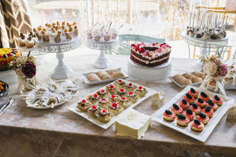 Cookies, cakes, and petits fours on a table