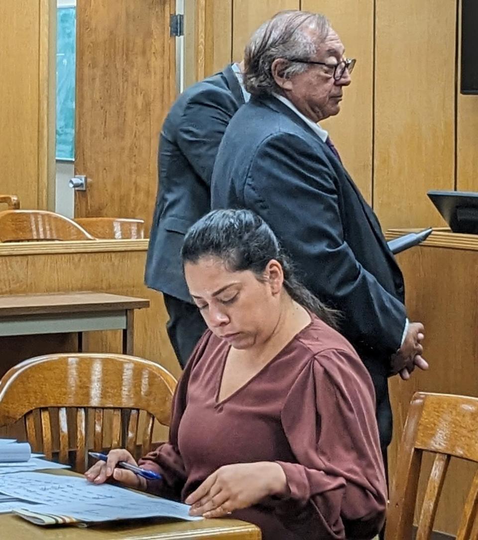 Justine Gallegos pleaded guilty to a charge of Intoxicated Manslaughter Tuesday. A jury in 89th District Court will assess her punishment after hearing testimony about the wreck that killed a Burkburnett woman.