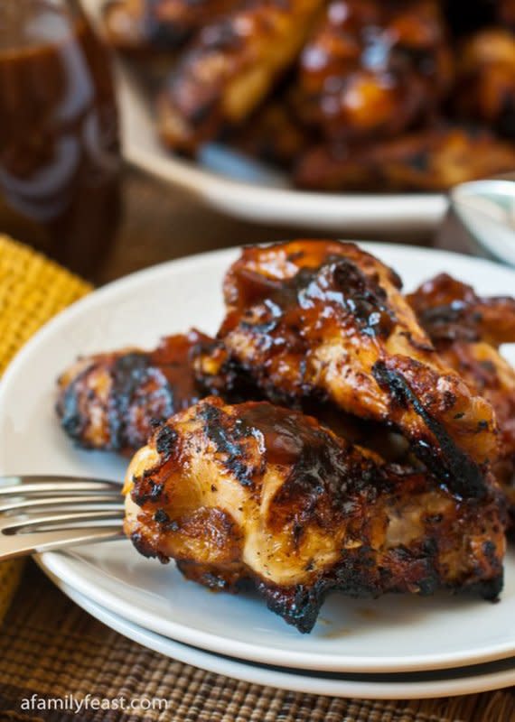 <p>A Family Feast</p><p>There's more than one kind of chicken that's finger-lickin' good. Plus this one has bourbon. <a href="http://www.afamilyfeast.com/bourbon-spice-barbecue-chicken-wings/" rel="nofollow noopener" target="_blank" data-ylk="slk:Get the recipe HERE!;elm:context_link;itc:0;sec:content-canvas" class="link ">Get the recipe HERE!</a></p>