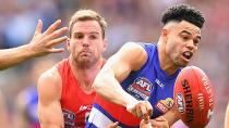 Bulldogs star Jason Johannisen claimed the Norm Smith medal. Pic: Getty